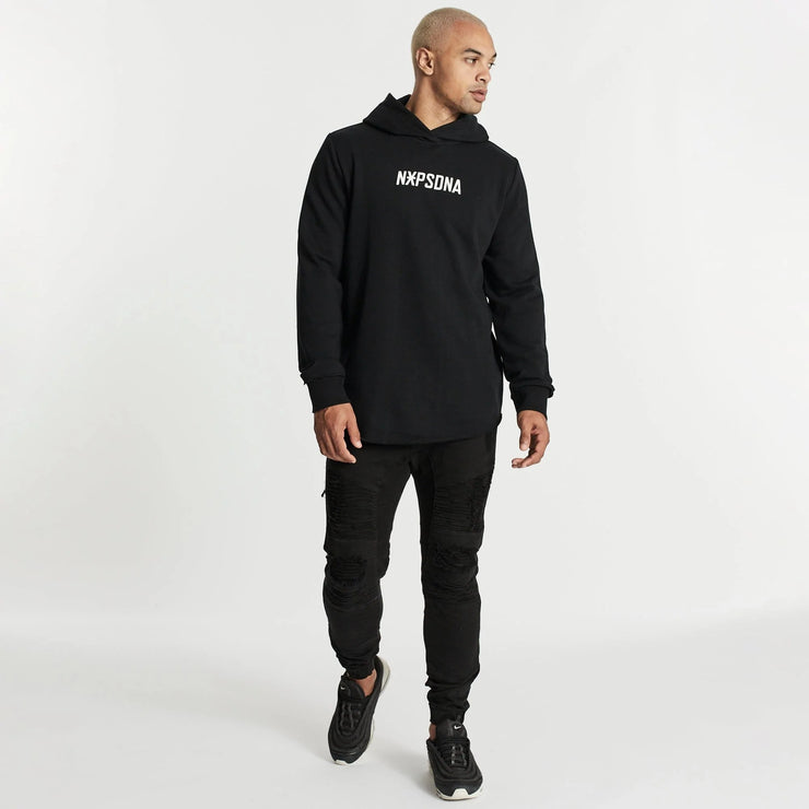 pretend hooded dual curved sweater