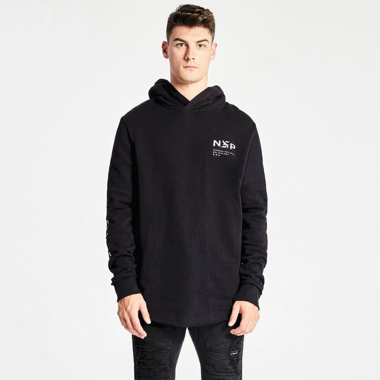 prey hooded dual curved sweater